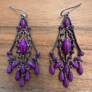 Beautiful purple chandelier earrings - costume jewelry